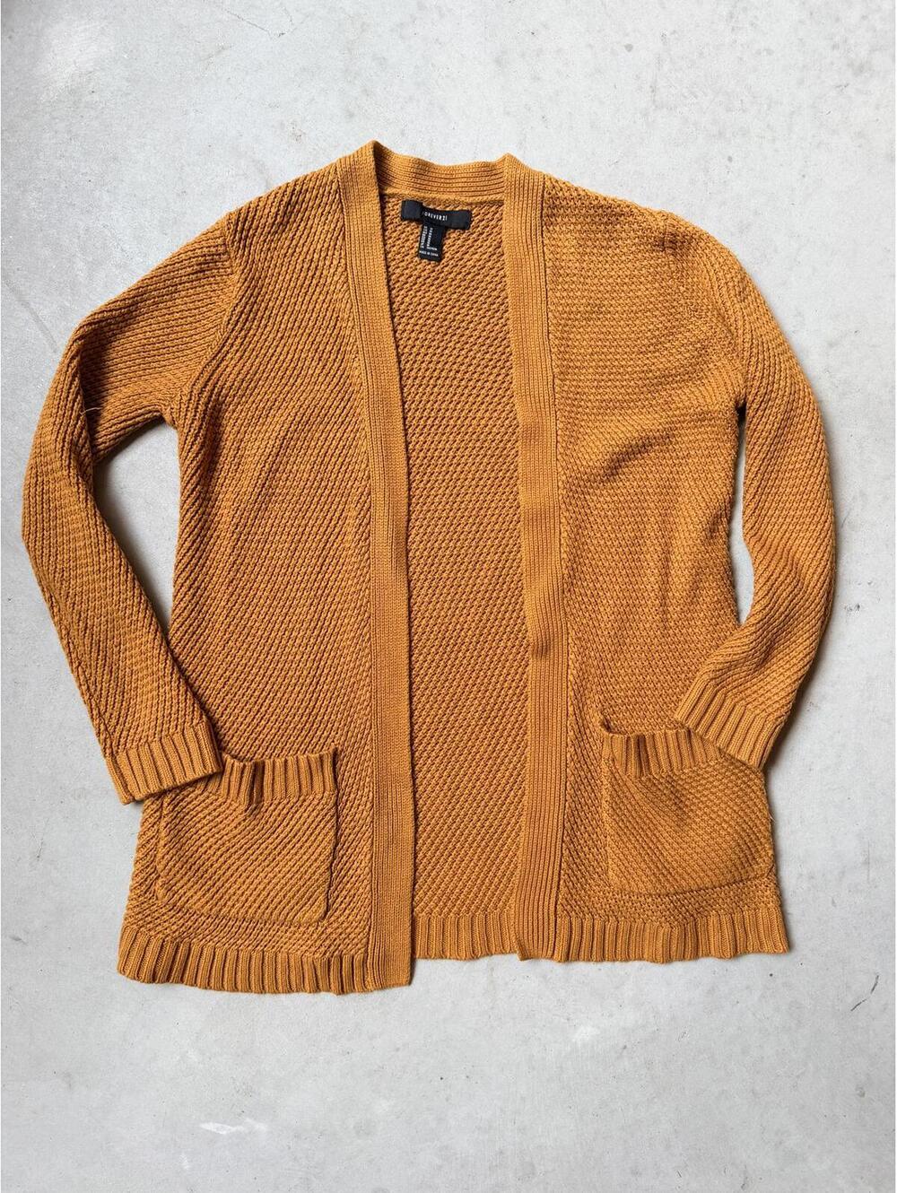 Forever 21 Mustard Yellow Knit Cardigan Sweater
